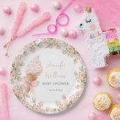 Assiettes En Carton Crème de glace rose Floral été bébé fille douche (Fête)