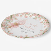Assiettes En Carton Crème de glace rose Floral été bébé fille douche (Angle)
