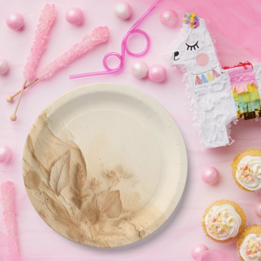 Assiettes En Carton Crème d'ivoire botanique Mariage textuel (Fête)