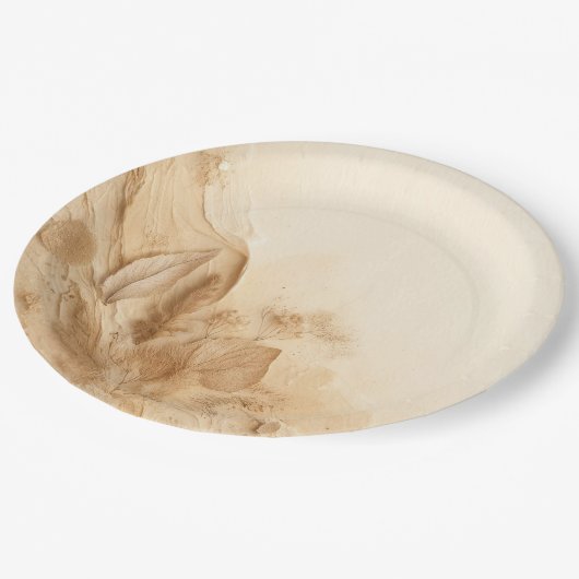 Assiettes En Carton Crème d'ivoire botanique Mariage textuel (Angle)