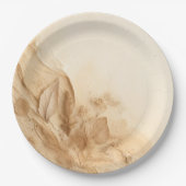 Assiettes En Carton Crème d'ivoire botanique Mariage textuel (Devant)