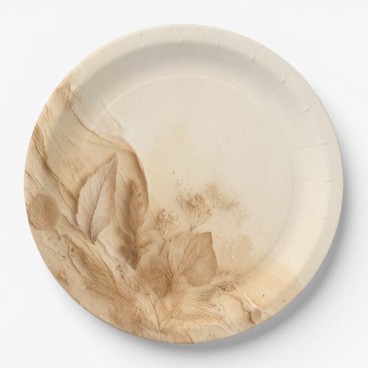 Assiettes En Carton Crème d'ivoire botanique Mariage textuel (Devant)