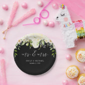 Assiettes En Carton Crème d'ivoire romantique Floral Mariage noir (Fête)