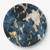 Assiettes En Carton Crème d'or bleu cowhide (Devant)