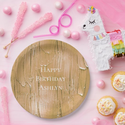 Assiettes En Carton Crème d'or Gâteau jaune Frosting Anniversaire (Fête)