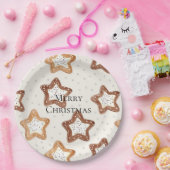Assiettes En Carton Crème Étoiles Blanches Noël (Fête)