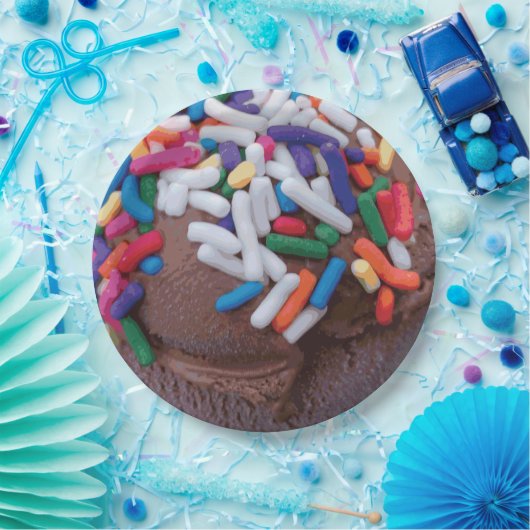 Assiettes En Carton Crème glacée au chocolat foncé avec arrosage arc-e (Fête)