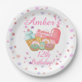 Assiettes En Carton Crème glacée douce, Anniversaire de beignes, N'imp (Devant)