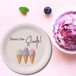 Assiettes En Carton Crème glacée douce été ici Baby shower Scoop