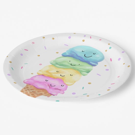Assiettes En Carton Crème glacée Douce Plaques de papier d'anniversair (Angle)