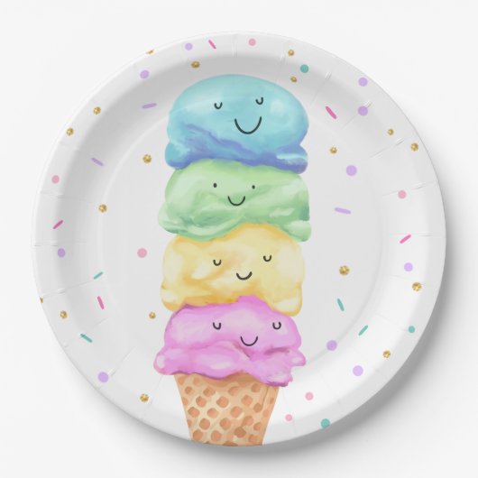 Assiettes En Carton Crème glacée Douce Plaques de papier d'anniversair (Devant)