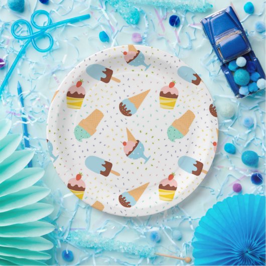Assiettes En Carton Crème glacée et Confetti  (Fête)
