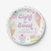 Assiettes En Carton Crème glacée et gâteau Huit est doux 8e anniversai (Devant)