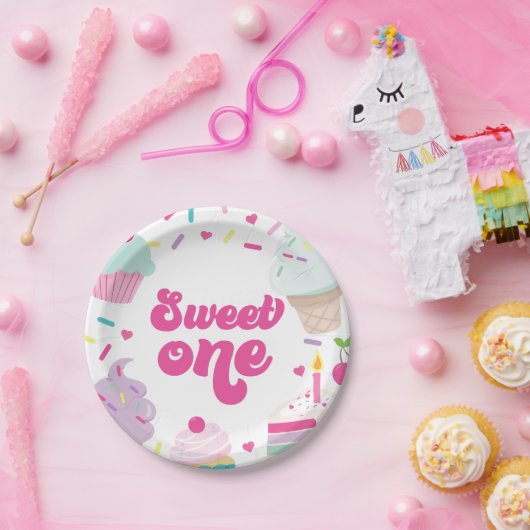 Assiettes En Carton Crème glacée et gâteau sucré Un 1er anniversaire (Fête)