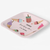 Assiettes En Carton Crème glacée Popsicles Parti rose (Angulaire)