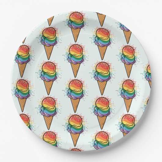 Assiettes En Carton Crème glacée Rainbow LGBTQ+ Pride (Devant)