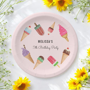 Assiettes En Carton Crème glacée rose bleu Brown Popsicle plaque de pa