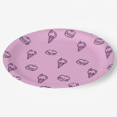 Assiettes En Carton Crème glacée rose & cake Plaque en papier (Angle)