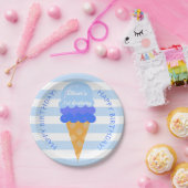 Assiettes En Carton Crème glacée sucrée 1er anniversaire garçon bleu (Fête)