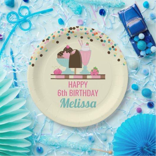 Assiettes En Carton Crème glacée Sundae Summery Traitements Anniversai (Fête)