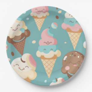 Assiettes En Carton Crème glacée très colorée