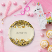 Assiettes En Carton Crème glam Cheetah Gold & Black Exotic Jungle (Fête)