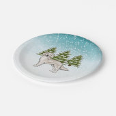 Assiettes En Carton Crème Golden Retriever Chien Bleu hiver Noël (Angle)