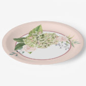 Assiettes En Carton Crème Hydrangea Et Roses (Angle)