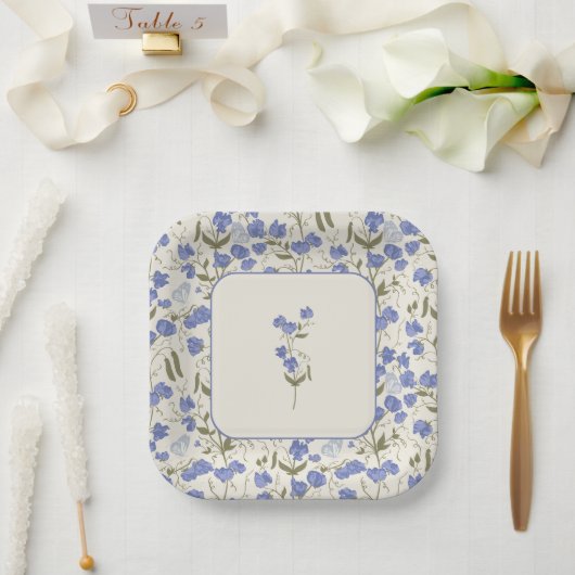 Assiettes En Carton Crème Mariage de pois doux (Mariage)