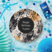 Assiettes En Carton Crème noire blanche léopard animal Anniversaire (Fête)