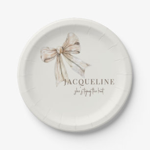 Assiettes En Carton Crème personnalisée Jouer le noeud Douche simple