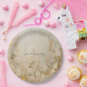 Assiettes En Carton Crème romantique Blanc or Mariage Floral (Fête)