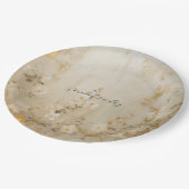 Assiettes En Carton Crème romantique Blanc or Mariage Floral (Angle)