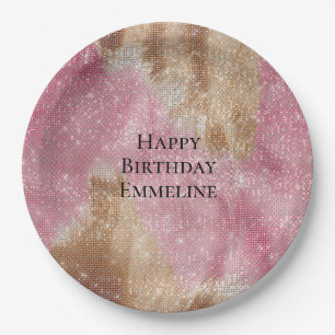 Assiettes En Carton Crème rose étincelante dorée Cowgirl Cowhide Anniv
