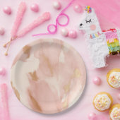 Assiettes En Carton Crème rose pâle blanc Or blanc (Fête)