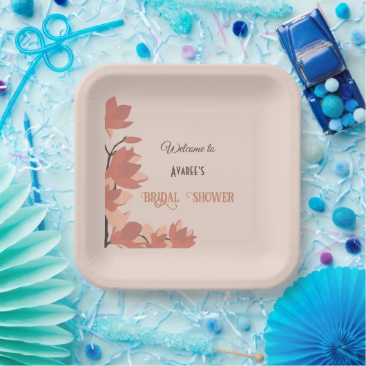 Assiettes En Carton Crème Saumon foncé et douche d'art folklorique Bro (Fête)