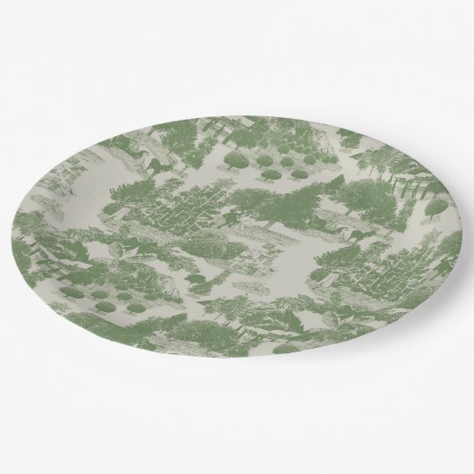 Assiettes En Carton Crème verte Noël Wonderland hiver (Angle)