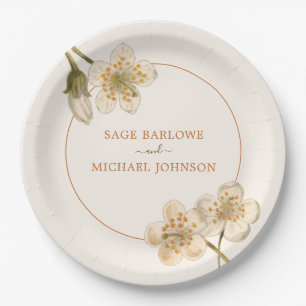 Assiettes En Carton Crème vintage florale en fleur d'ivoire rond class