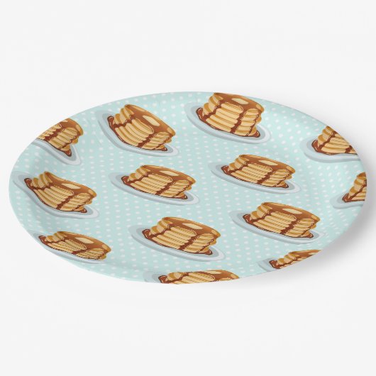 Assiettes En Carton Crêpes avec sirop d'érable et Motif Polkadot (Angle)