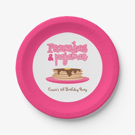 Assiettes En Carton Crêpes roses et pyjamas fête d'anniversaire (Devant)