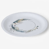 Assiettes En Carton Crescent Bleu Lune aux fleurs blanches Anniversair (Angle)