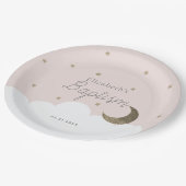 Assiettes En Carton Crescent Lune & Étoiles Fille Rose Lumière Baptême (Angle)