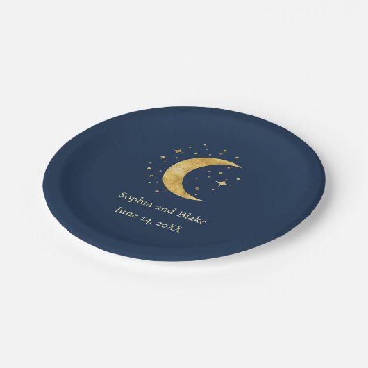 Assiettes En Carton Crescent Moon Starry Mariage de nuit (Angle)