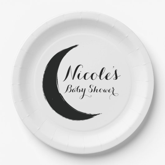 Assiettes En Carton Crescent noir Lune sombre Astrologie Zodiac Party (Devant)