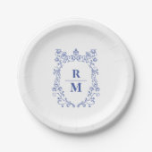 Assiettes En Carton Crest mariage personnalisé Monogramme (Devant)