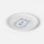Assiettes En Carton Crest mariage personnalisé Monogramme (Angle)
