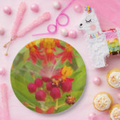 Assiettes En Carton Crète tes Propres boutons de fleurs vert rouge (Fête)