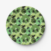 Assiettes En Carton Cricket Floral Pattern Green and Black (Devant)