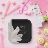 Assiettes En Carton Cristaux blancs sur Mariage noir (Fête)