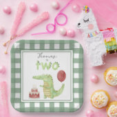 Assiettes En Carton Crocodile d'aquarelle 2e anniversaire (Fête)